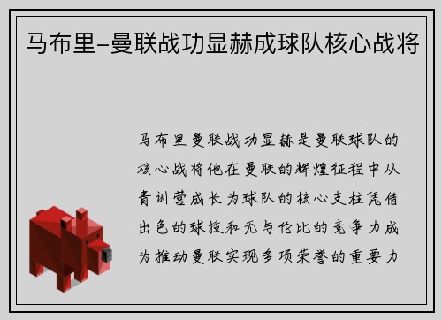 马布里-曼联战功显赫成球队核心战将
